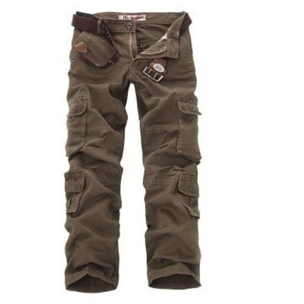 Mens Cargo Pants Cotton, Hiking Pants for Men with Zipper Pockets