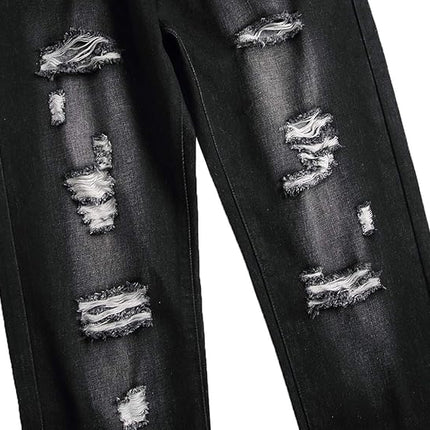Men's Slim-Fit Ripped Jeans - Mick-Black/White-28-Nora Luxe