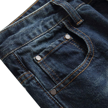 Mens Ripped Jeans, Stretch Distressed Jeans with Zip Fly and Button Closure – image 11