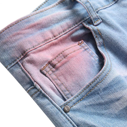 Mens Ripped Jeans, Stretch Distressed Jeans with Zip Fly and Button Closure – image 17
