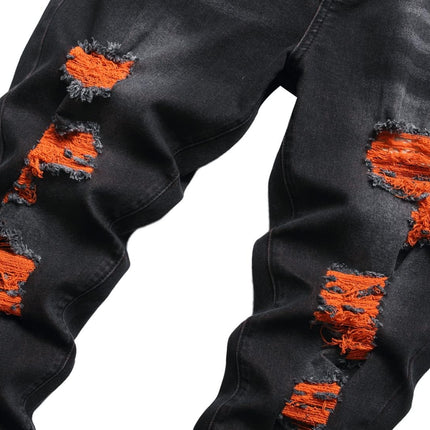Mens Ripped Jeans, Stretch Distressed Jeans with Zip Fly and Button Closure – image 47