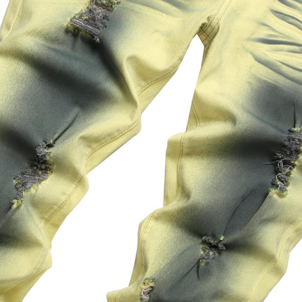 Mens Ripped Jeans, Stretch Distressed Jeans with Zip Fly and Button Closure – image 5