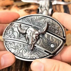 Western Belt Buckles for Men, Oval Cowboy Belt Buckle, Zinc Alloy Belt Buckle with Swivel Fit for 1.5 Inch Belts