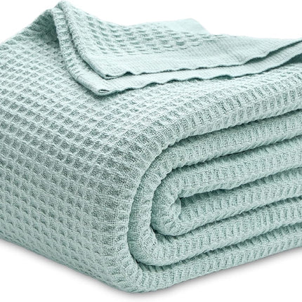 Cozy Haven | 100% Cotton Queen Blanket with Cooling Waffle Weave | Soft & Breathable for Summer Comfort