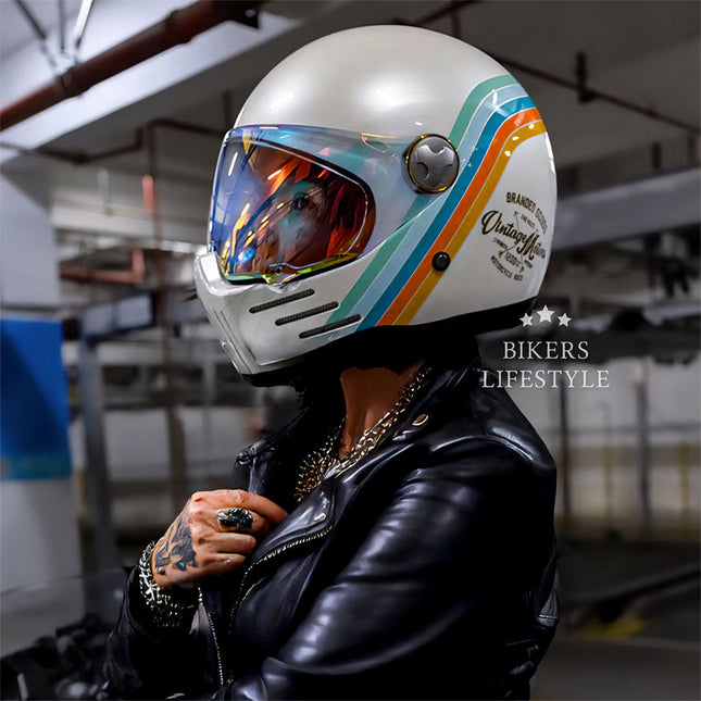 Full Face Motorcycle Helmet DOT and ECE Approved, Cruiser Motorcycle Helmet with Dark Visor, Full Face Helmet_01