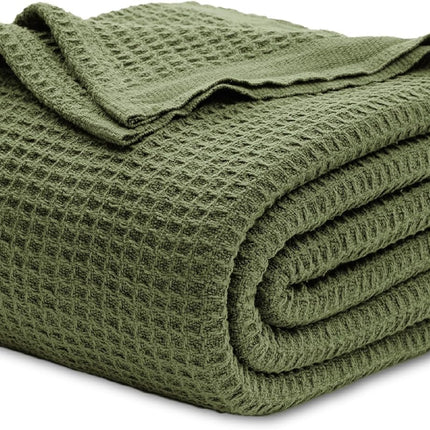 Cozy Haven | 100% Cotton Queen Blanket with Cooling Waffle Weave | Soft & Breathable for Summer Comfort