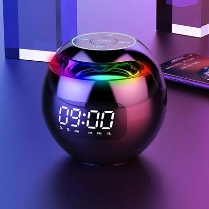 Alarm Clock with Bluetooth Speaker and Night Light, Digital Alarm Clock with Color Lamp, Rechargeable LED Digital Clock