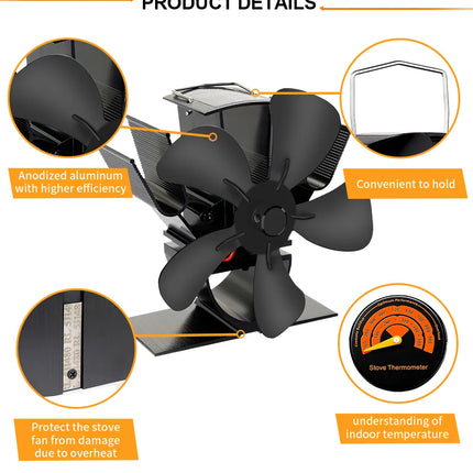 Wood Stove Fan, Log Burner Fan for Fireplace – image 9