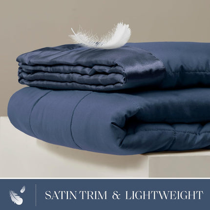 Windom Collection | Down Alternative Blanket with Moisture-Wicking Treatment | Lightweight & Soft Bed Cover for All Seasons, Satin Trim