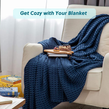Cozy Haven | Cooling Waffle Queen Blanket with Lightweight Cotton & Bamboo | Soft Summer Throw for Hot Sleepers