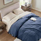 Satin Trim, Navy / Twin