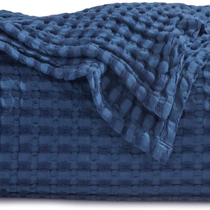 Cozy Haven | Cooling Waffle Queen Blanket with Lightweight Cotton & Bamboo | Soft Summer Throw for Hot Sleepers