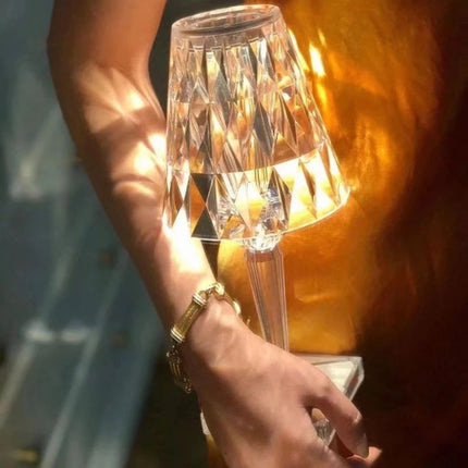 Sparkling Crystal Lamp with Touch-Sensitive Control | Elegant Rechargeable Table Light for Glamorous Ambiance