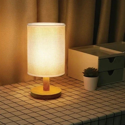 Dimmable Organic Glow Lamp with Remote Control | Natural Wood and Cloth Design for Adjustable Lighting