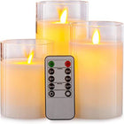 Flameless Candles with Remote, LED Candles Set of 3 with Timer, Battery Operated Candles in Glass