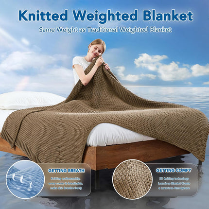 Cozy Comfort | Knitted Weighted Blanket with Cooling Microfiber | All-Season Softness for Ultimate Relaxation