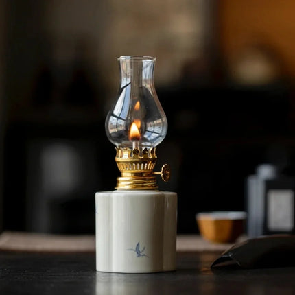Ceramic Oil Lantern with Adjustable Flame Control | Handcrafted Décor for Cozy Ambiance