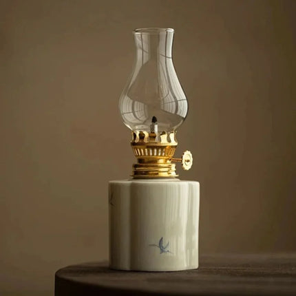 Ceramic Oil Lantern with Adjustable Flame Control | Handcrafted Décor for Cozy Ambiance