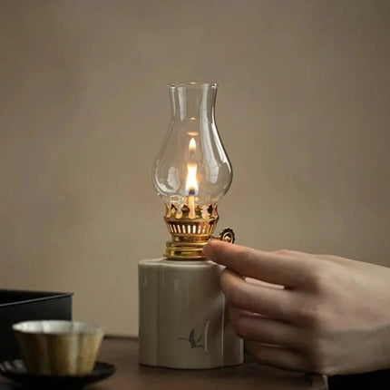 Ceramic Oil Lantern with Adjustable Flame Control | Handcrafted Décor for Cozy Ambiance
