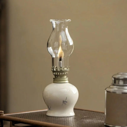 Ceramic Oil Lantern with Adjustable Flame Control | Handcrafted Décor for Cozy Ambiance
