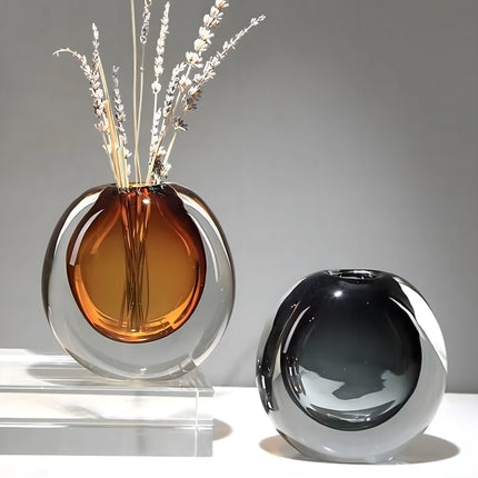 Flower Vase, Crystal Glass Vase with Opalescent Finish