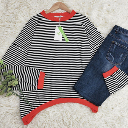Striped Sweater for Fall, Womens Striped Long Sleeve Top – image 4