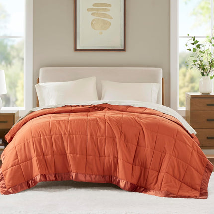 Windom Collection | Down Alternative Blanket with Moisture-Wicking Treatment | Lightweight & Soft Bed Cover for All Seasons, Satin Trim