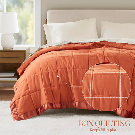 Windom Collection | Down Alternative Blanket with Moisture-Wicking Treatment | Lightweight & Soft Bed Cover for All Seasons, Satin Trim