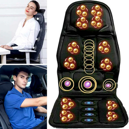 Heated Seat Cushion with Massage, Back Massager with Heat, Office Chair Massager, Vibration Massager for Car and Home