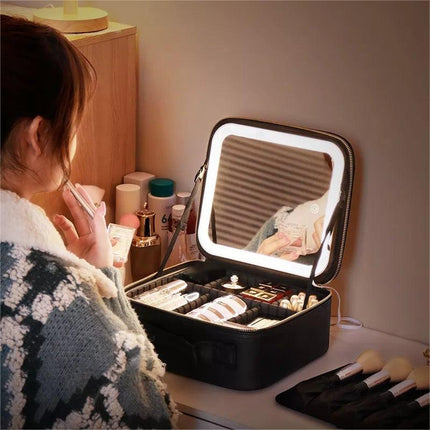 Makeup Bag with Mirror, Cosmetic Bag