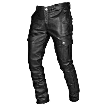 Genuine Leather Pants for Men, Black Leather Pants with Slim Fit