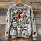 Cat Christmas Sweater, Cat Sweaters with 3D Applique for Winter, Kitten Sweater, Plush Knit Cat Clothes