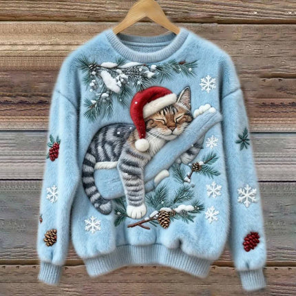 Cat Christmas Sweater, Plush Knit Cat Clothes – image 4