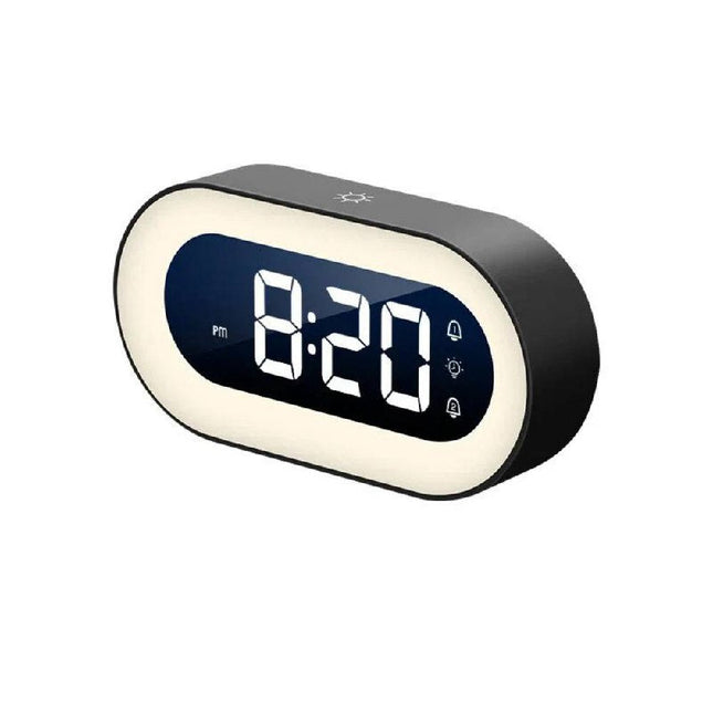 Digital Alarm Clock with Night Light, LED Digital Clock with Music Alarm and Snooze, Dimmable Bedside Alarm Clock