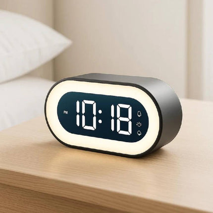 Digital Alarm Clock with Night Light, LED Digital Clock with Music Alarm and Snooze