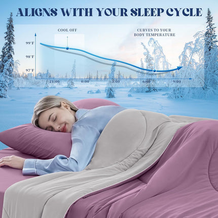 Cooling Comforter | Double-Sided Cooling Blanket for Hot Sleepers | Breathable Ice Fabric for Ultimate Comfort