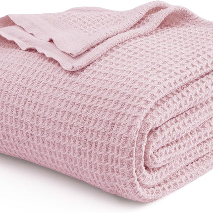 Cozy Haven | 100% Cotton Queen Blanket with Cooling Waffle Weave | Soft & Breathable for Summer Comfort