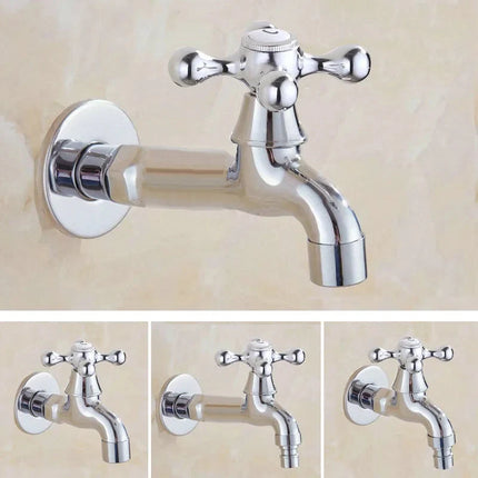 Wall Mounted Spigot, Chrome Brass Tap Hose Bib for Garden and Washing Machine, Outdoor Faucet for Utility Sink