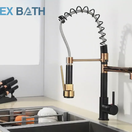 Kitchen Faucet with Sprayer, 360 Degree Brass Kitchen Faucet with Single Handle – video 8