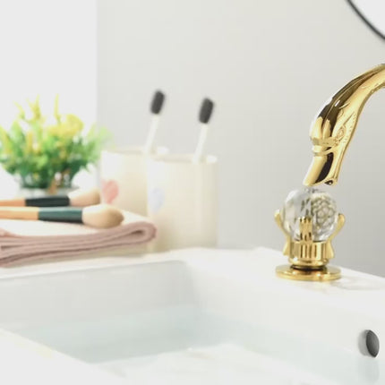 3 Hole Bathroom Faucet with Crystal Handles – video 11