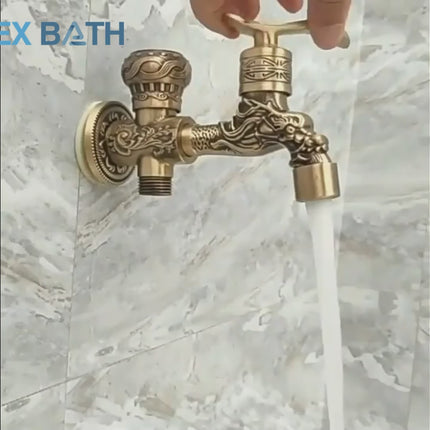 Outdoor Faucet Brass, Antique Brass Tap for Washing Machine