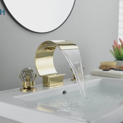Widespread Bathroom Faucet, Bathroom Sink Faucet with Crystal Handles – video 11