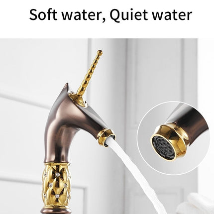 Bathroom Faucets, Gold Bathroom Sink Faucet with Unicorn Handle – image 16