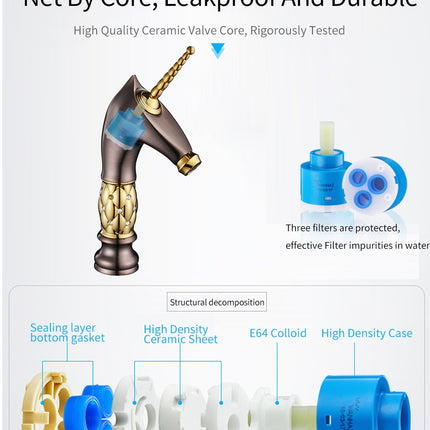 Bathroom Faucets, Gold Bathroom Sink Faucet with Unicorn Handle – image 18