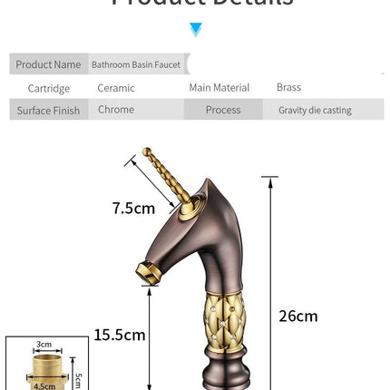 Bathroom Faucets, Single Hole Faucet in Solid Brass – image 17