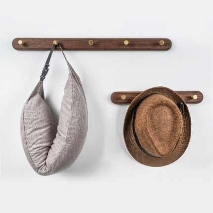 Wall Mounted Coat Rack, Wooden Wall Hook Rack, Brass Wall Hooks for Coats and Hats in Nordic Design