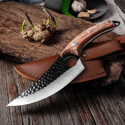 Japanese Chef Knife, Hand Forged Kitchen Knife with Full Tang, High Carbon Stainless Steel Knife with Rosewood – image 7