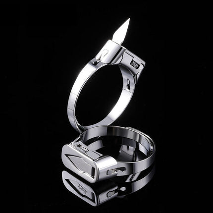 Stainless Steel Ring with Mini Box Cutter, EDC Tool for Opening Packages and Boxes, Box Cutter Ring for Everyday Wear