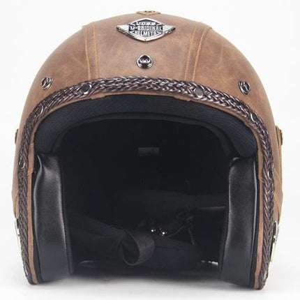 Retro Vintage Motorcycle Helmet, Open Face Helmet with Removable Pads