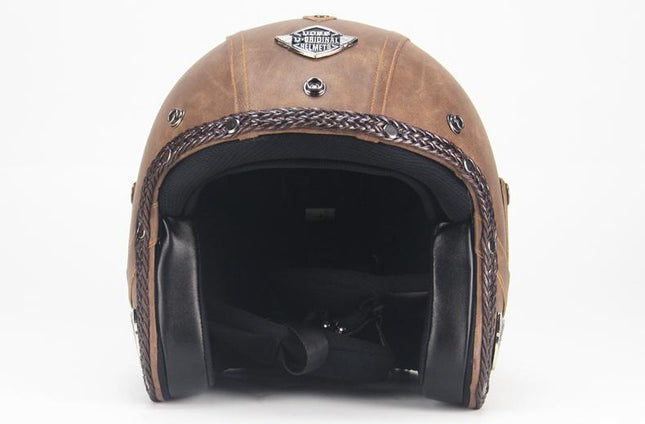 Retro Vintage Motorcycle Helmet, Open Face Helmet with Removable Pads, Biker Helmet with Chin Strap, Motorcycle Gear_01
